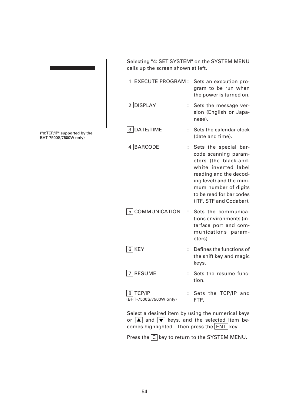 4 ] system environment setting | Denso BHT-7500 User Manual | Page 74 / 217