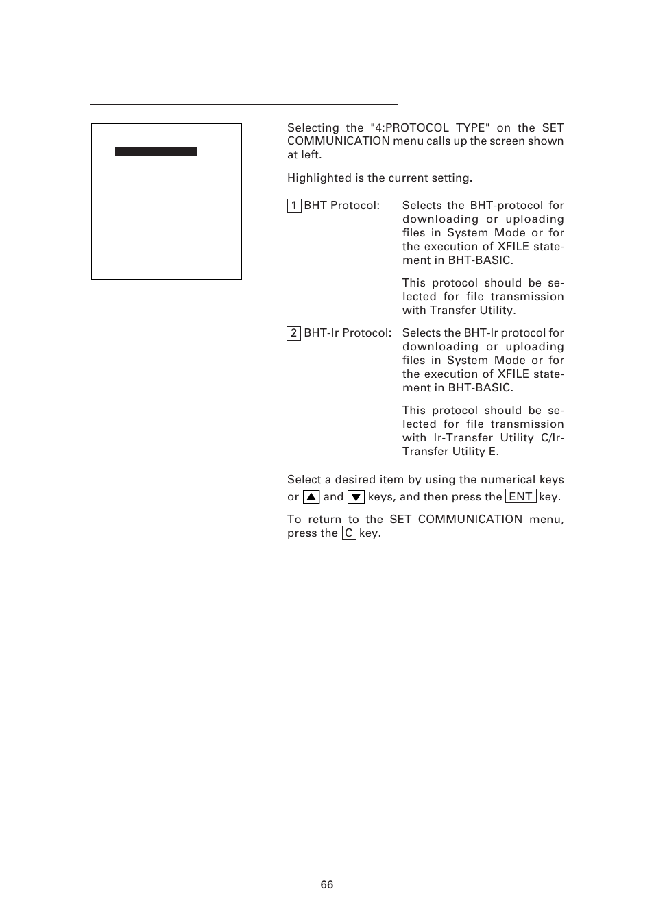 4] setting the communications protocol type | Denso BHT-7500 User Manual | Page 86 / 217