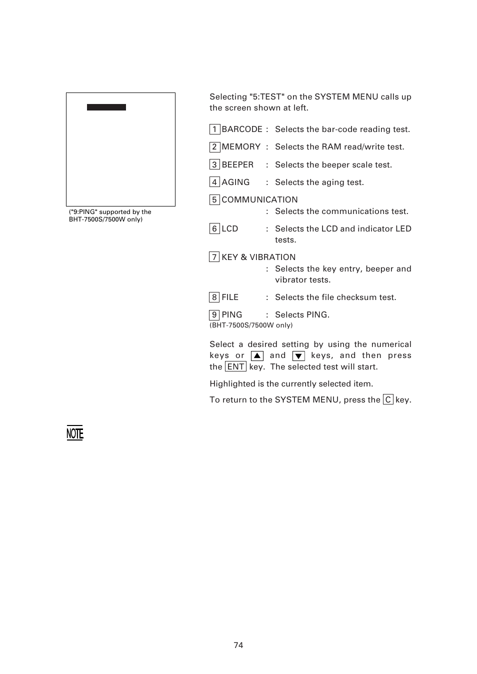 5 ] testing | Denso BHT-7500 User Manual | Page 94 / 217