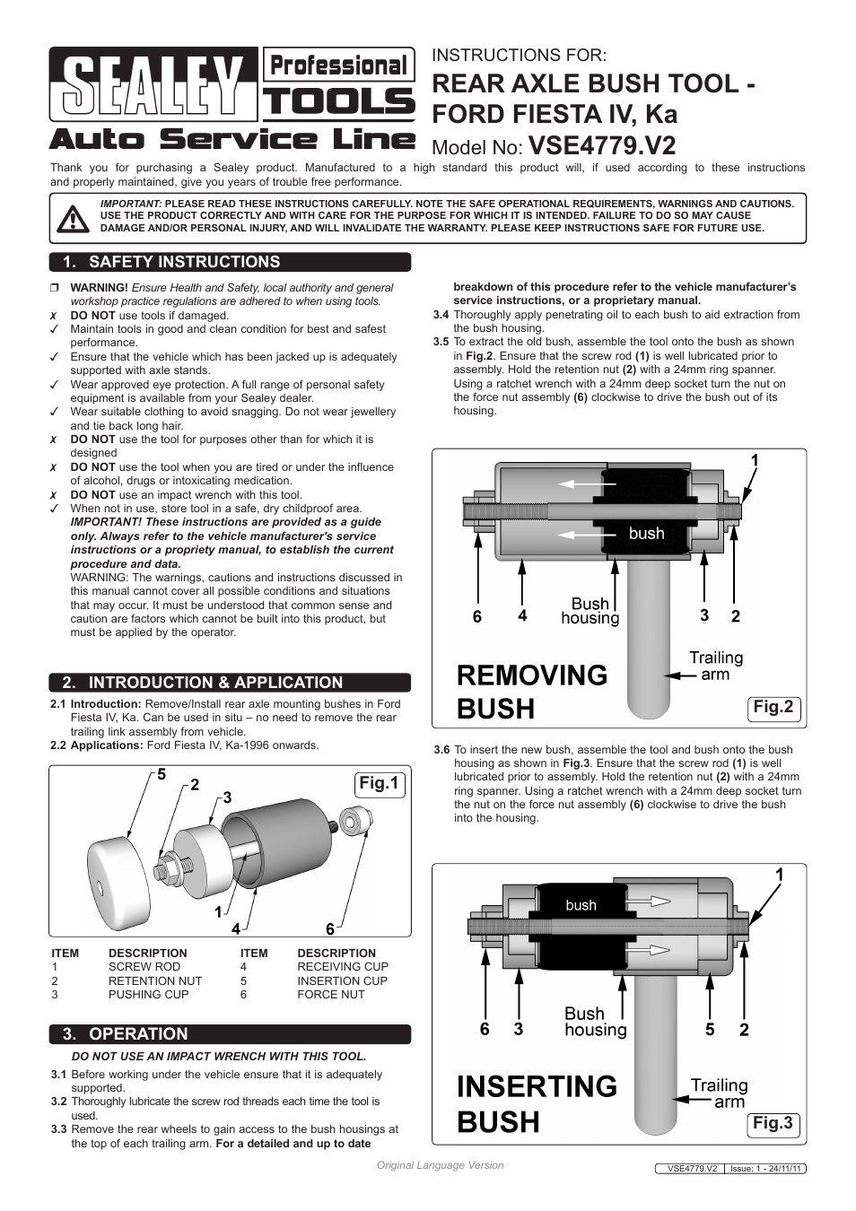 Sealey VSE4779 User Manual | 2 pages