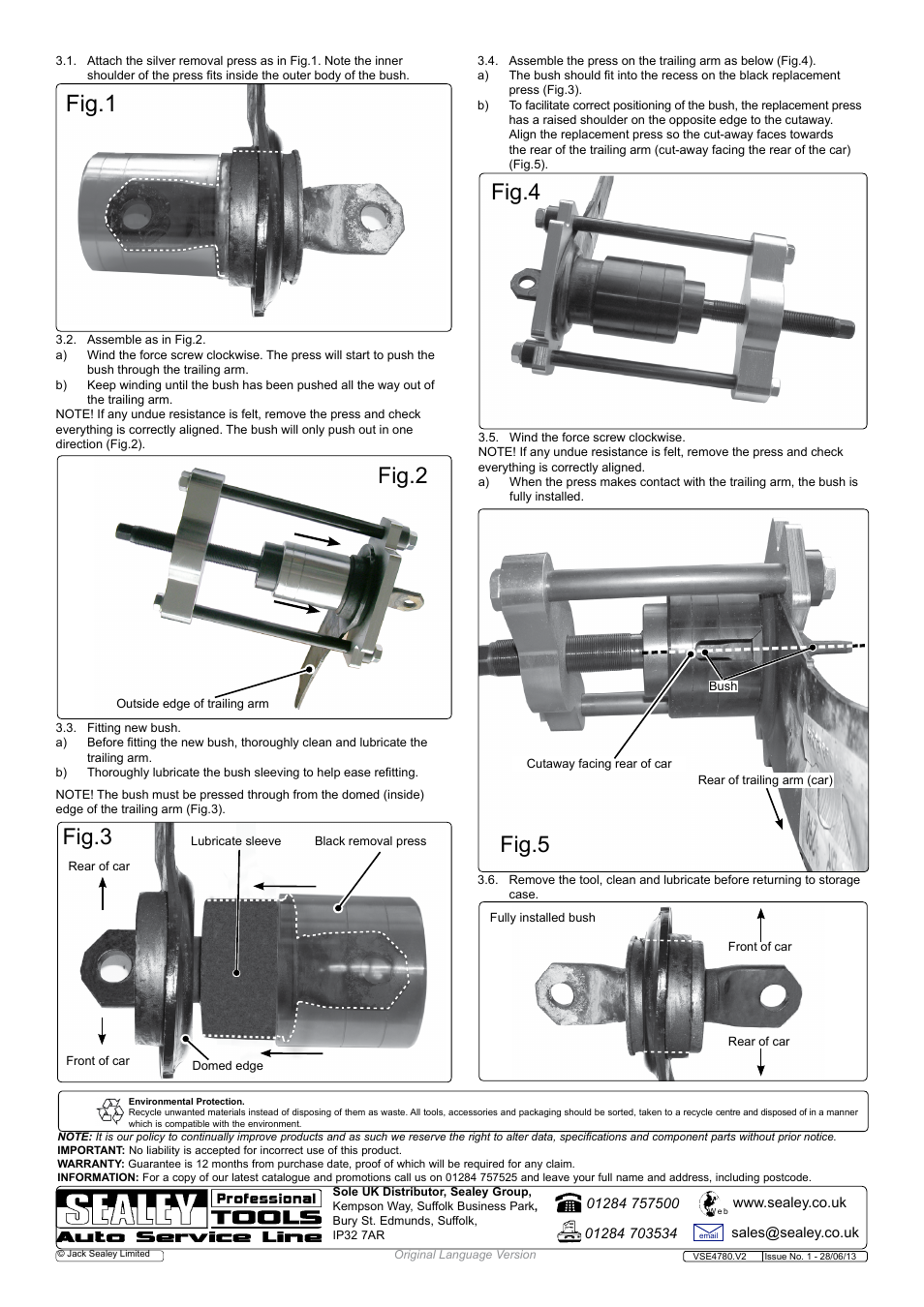 Fig.4, Fig.1, Fig.5 fig.2 | Fig.3 | Sealey VSE4780 User Manual | Page 2 / 2