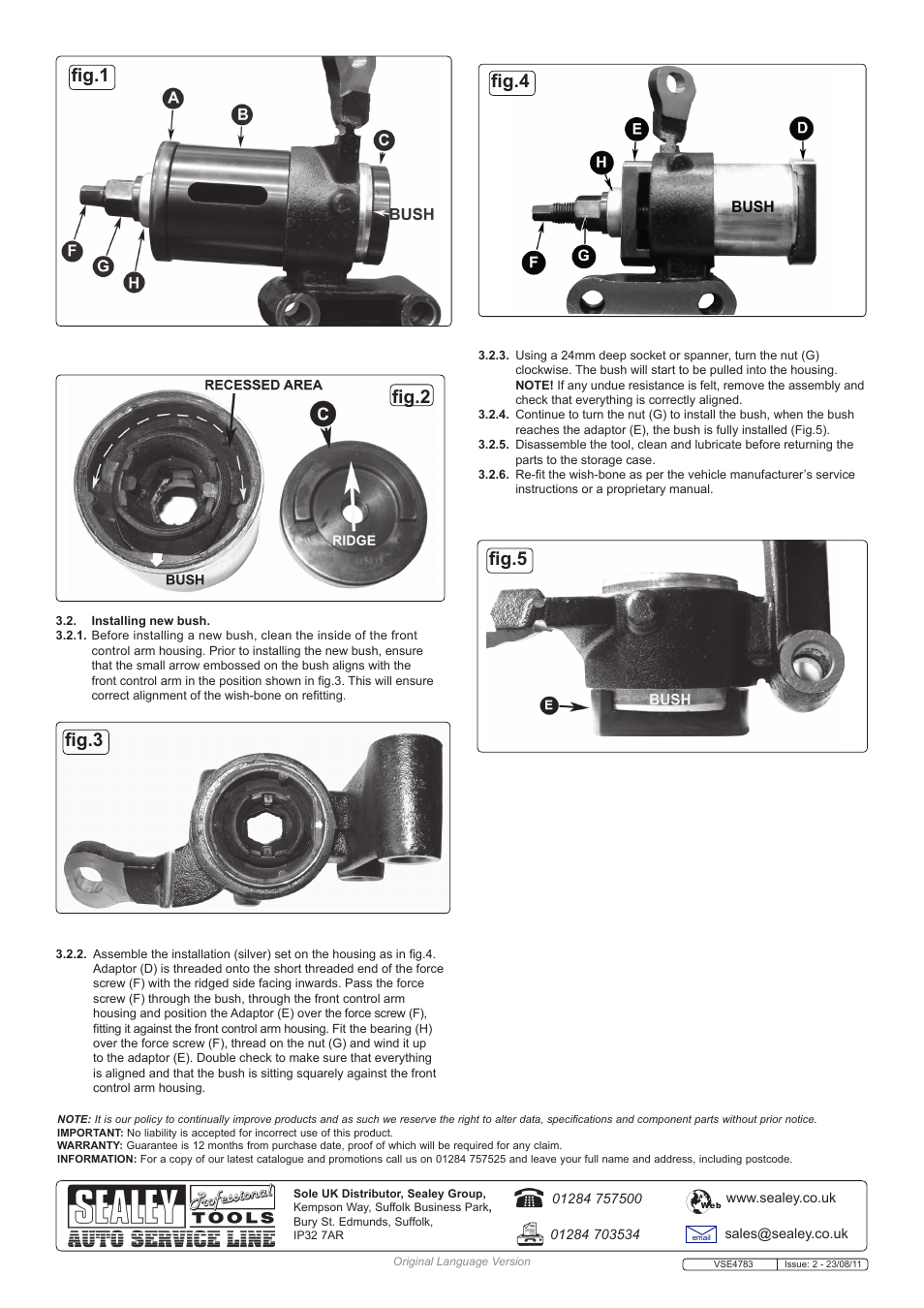 Sealey VSE4783 User Manual | Page 2 / 2