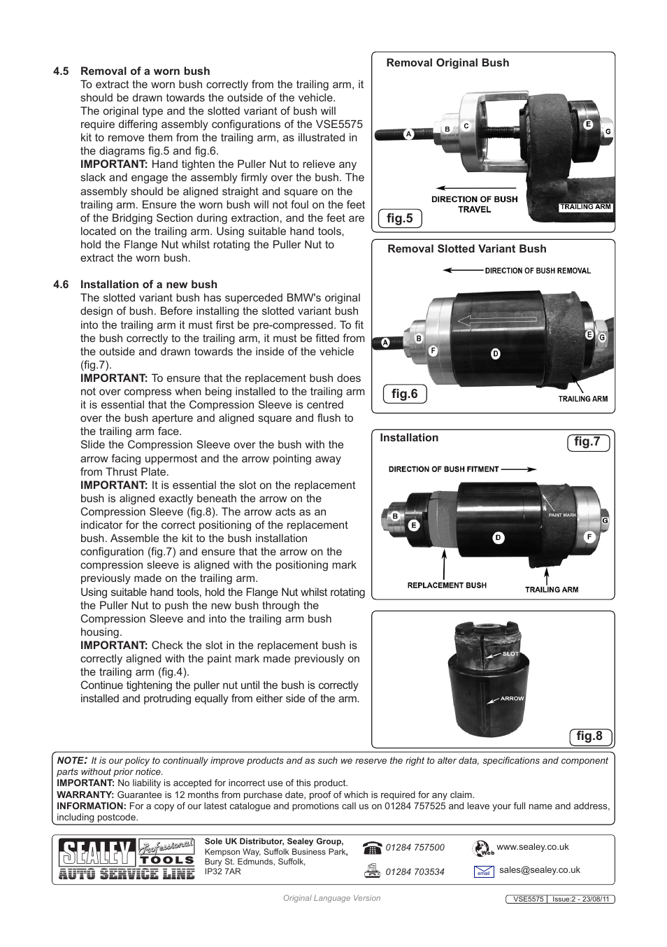 Sealey VSE5575 User Manual | Page 3 / 3