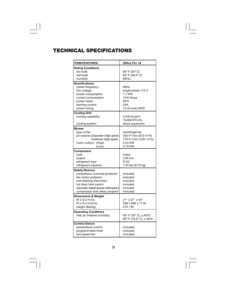 Technical specifications | Denso PRO 18 User Manual | Page 25 / 28