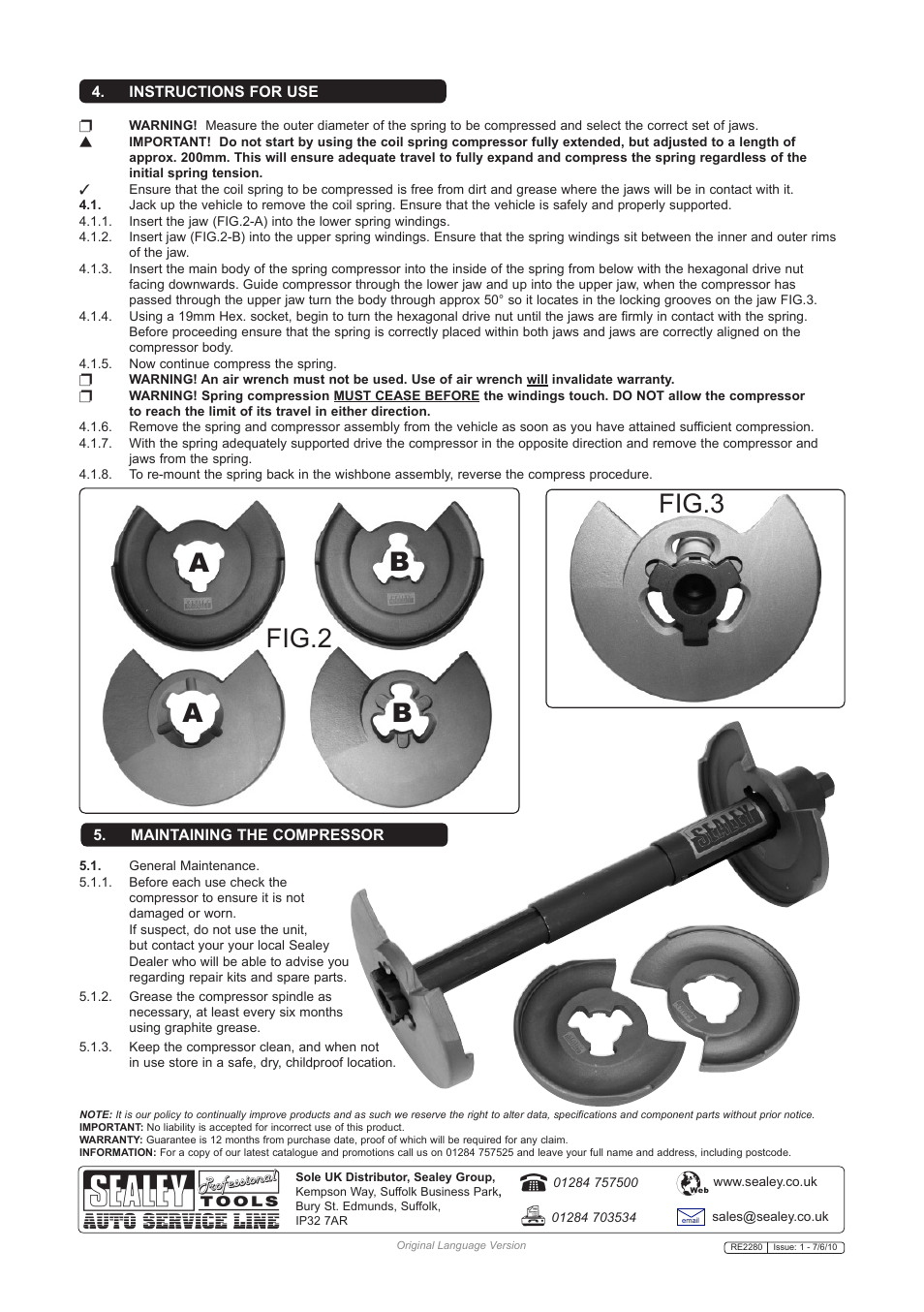 Sealey RE2280 User Manual | Page 2 / 2