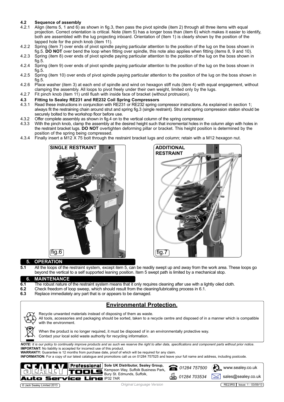 Fig.6 fig.7 environmental protection | Sealey RE23RS User Manual | Page 3 / 3