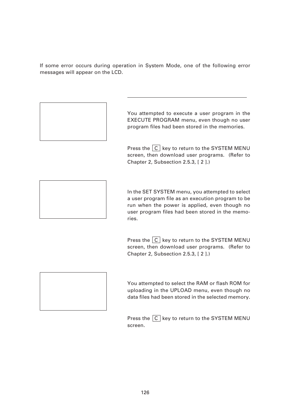 2 errors in system mode, Errors in system mode | Denso BHT-6000 User Manual | Page 141 / 178