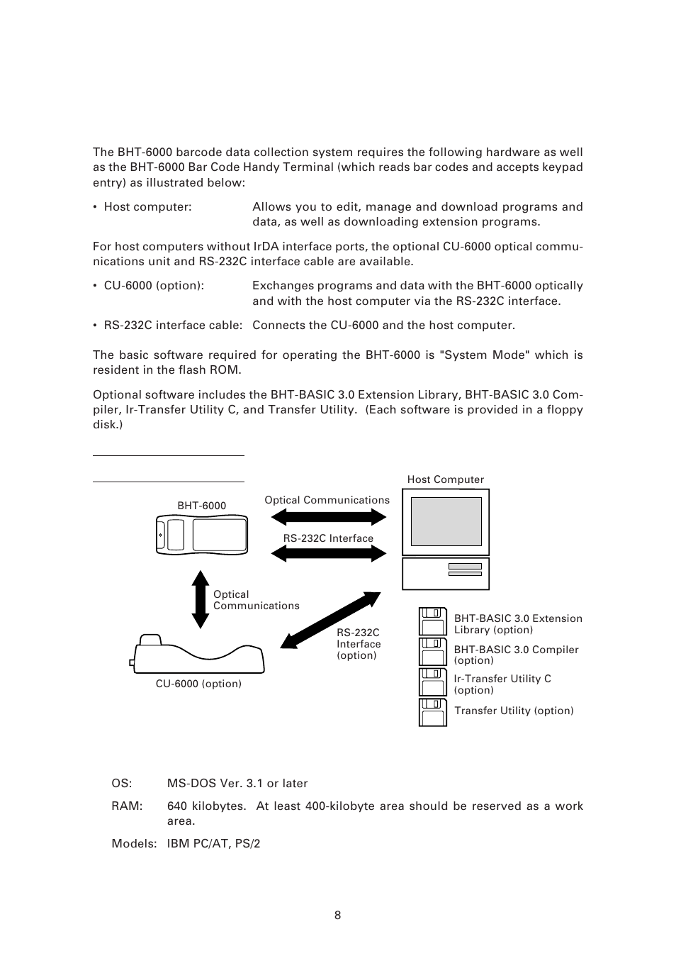 1 bht-6000 system configuration, Bht-6000 system configuration, System configuration | Host computer | Denso BHT-6000 User Manual | Page 23 / 178