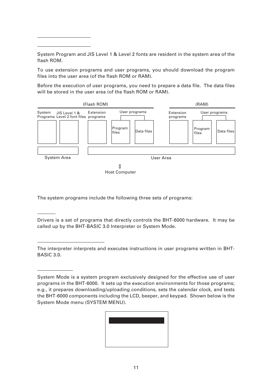 Software structure, System programs | Denso BHT-6000 User Manual | Page 26 / 178