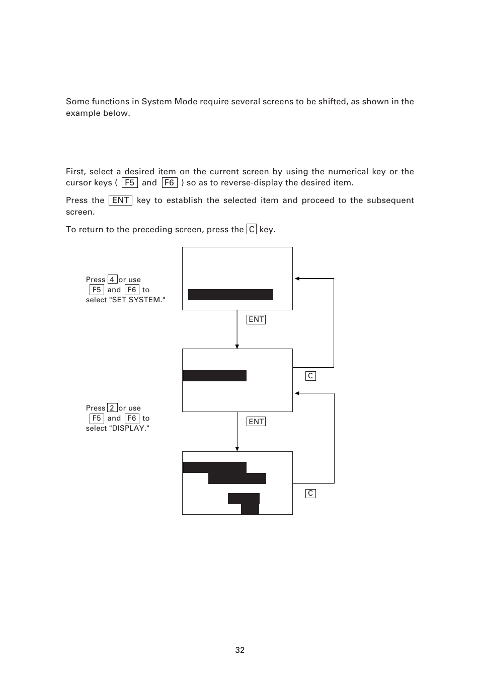 2 operating in system mode, 1 ] calling up the desired set screen, Operating in system mode | Calling up the desired set screen | Denso BHT-6000 User Manual | Page 47 / 178
