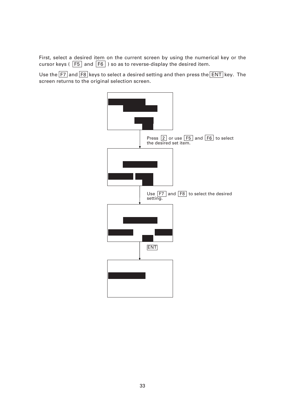 2 ] selecting a desired setting, Selecting a desired setting | Denso BHT-6000 User Manual | Page 48 / 178