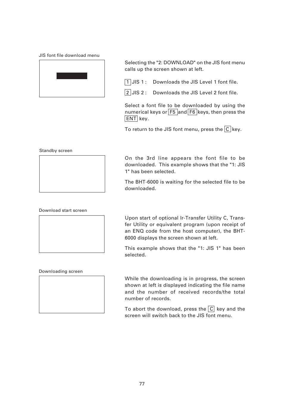 2] downloading the jis1/jis2 font file | Denso BHT-6000 User Manual | Page 92 / 178