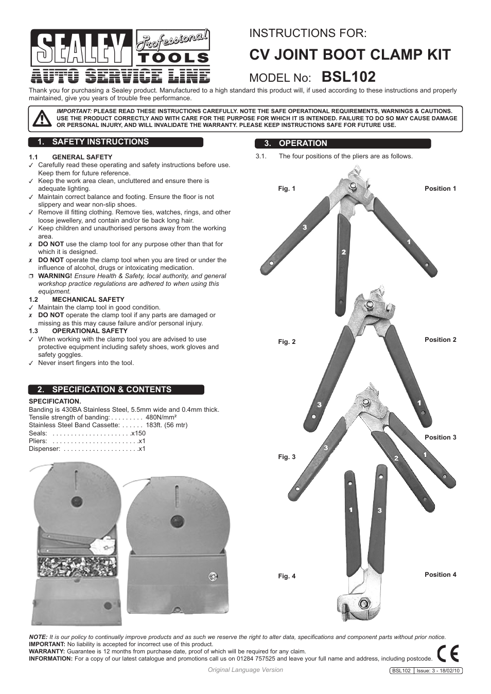 Sealey BSL102 User Manual | 2 pages