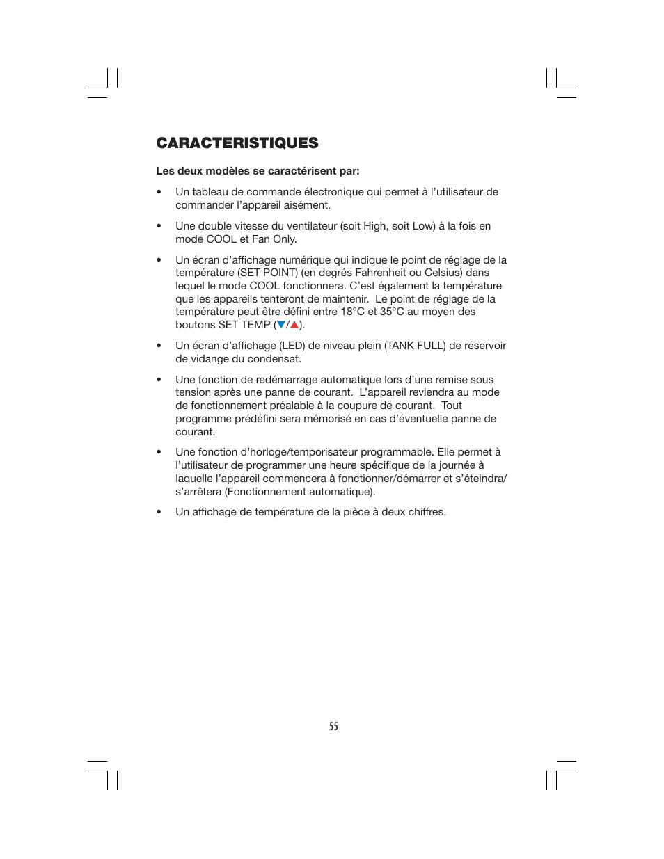 Caracteristiques | Denso OFFICE PRO 12 User Manual | Page 61 / 76