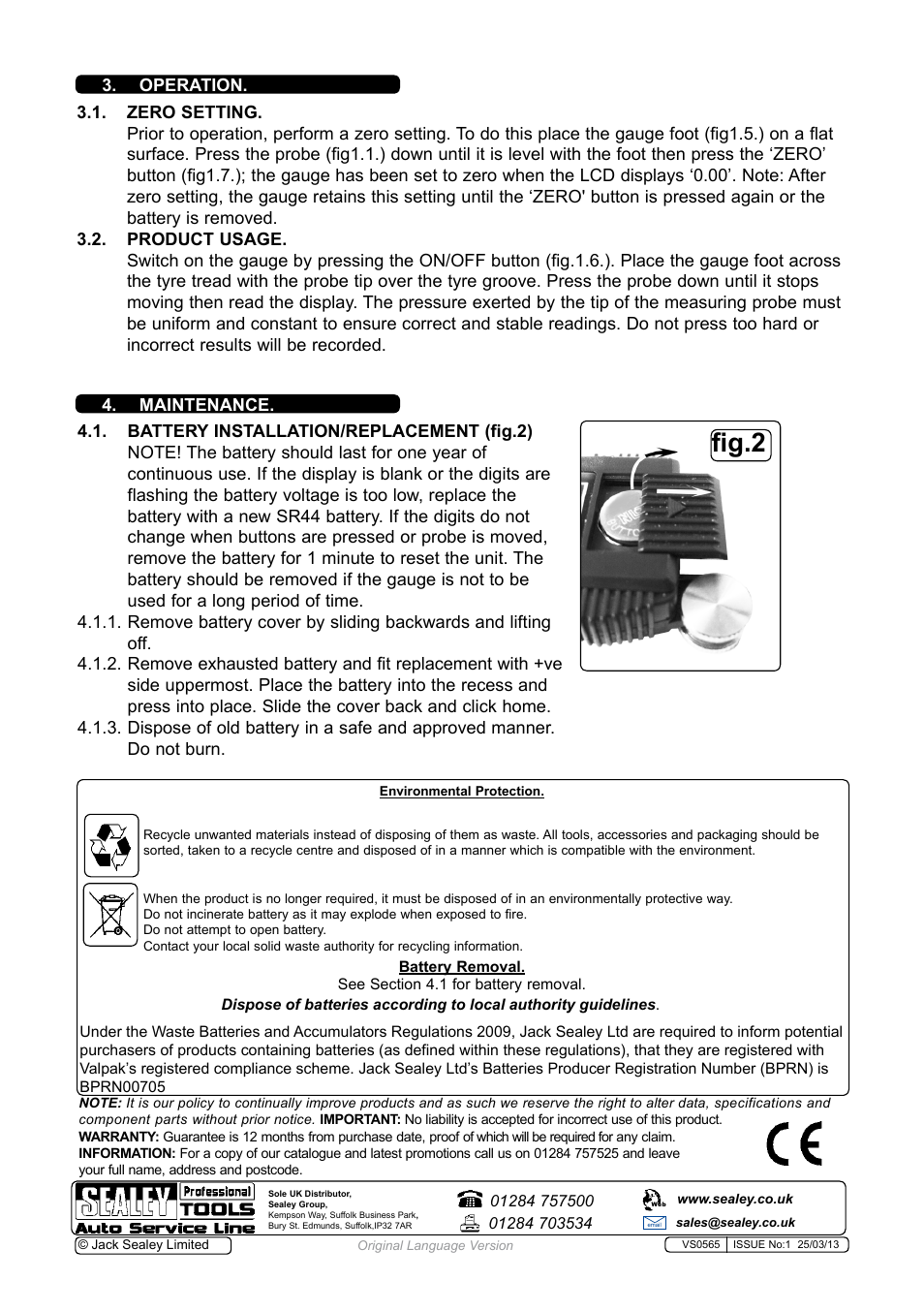 Fig.2 | Sealey VS0565 User Manual | Page 2 / 2