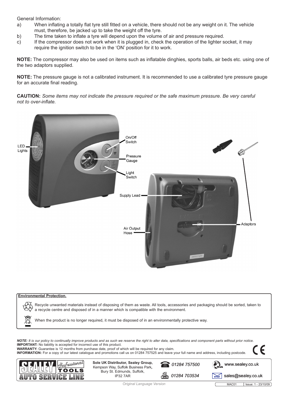 Sealey MAC01 User Manual | Page 2 / 2