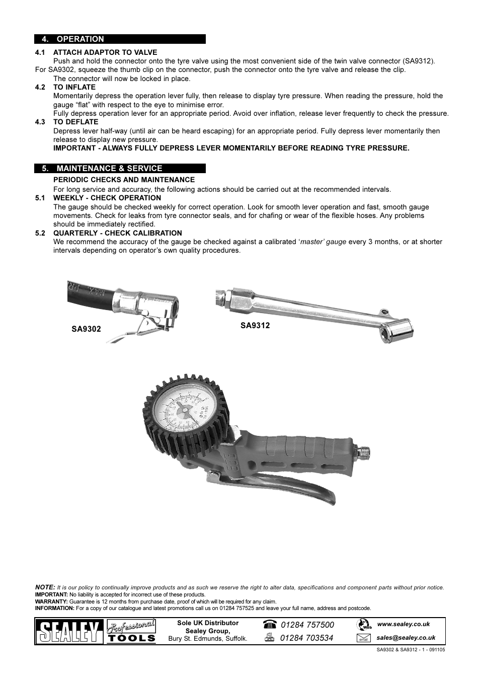 Sealey SA9302 User Manual | Page 2 / 2