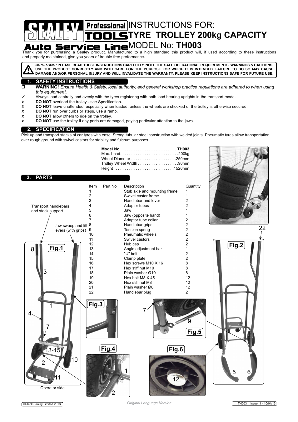 Sealey TH003 User Manual | 2 pages