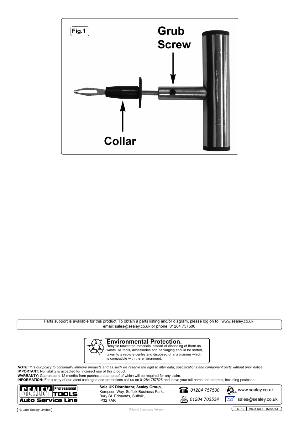 Environmental protection, Fig.1 | Sealey TST10 User Manual | Page 2 / 2