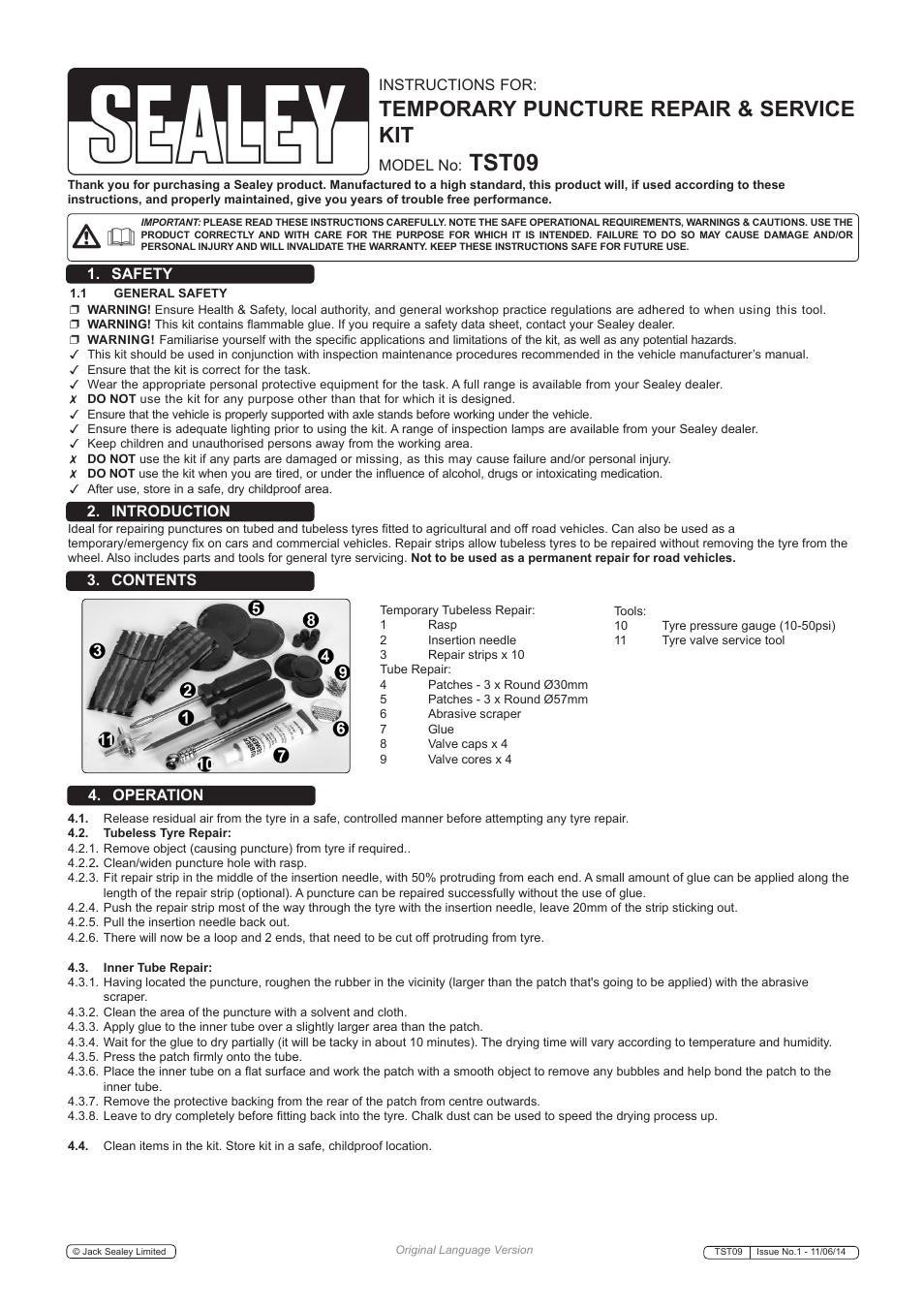 Sealey TST09 User Manual | 2 pages