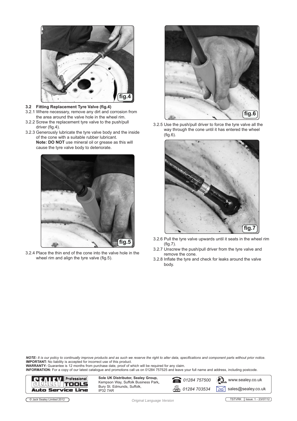 Fig.4 fig.5 fig.6 fig.7 | Sealey TSTVRK User Manual | Page 2 / 2