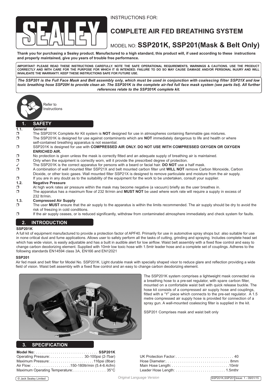 Sealey SSP201 User Manual | 3 pages