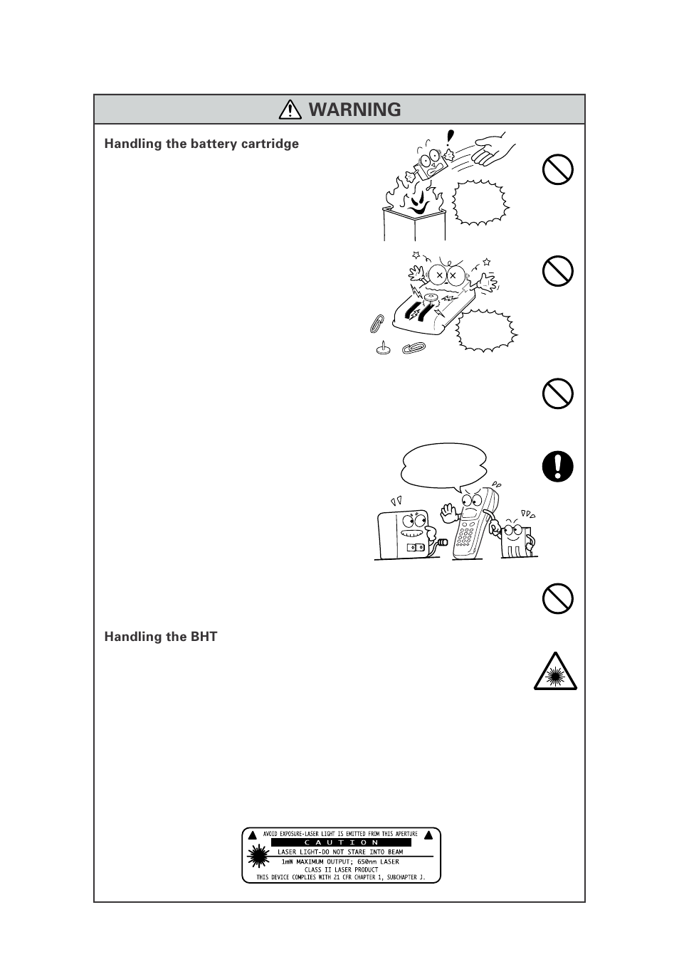 Warning | Denso BHT-100Q User Manual | Page 7 / 208