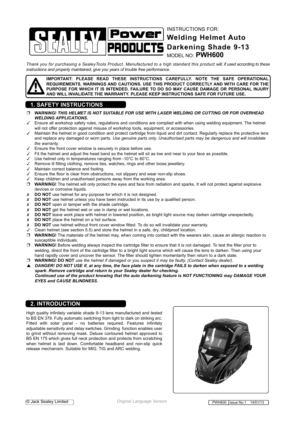 Sealey PWH600 User Manual | 4 pages