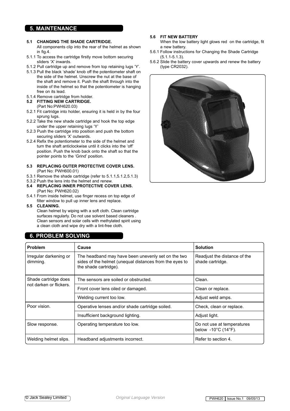 Maintenance 6. problem solving | Sealey PWH620 User Manual | Page 3 / 4