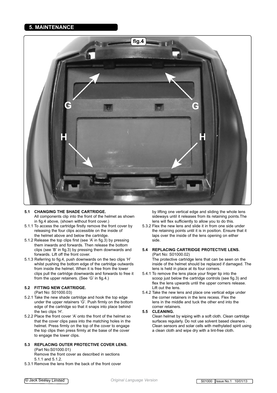 Maintenance, Fig.4 | Sealey S01000 User Manual | Page 3 / 4