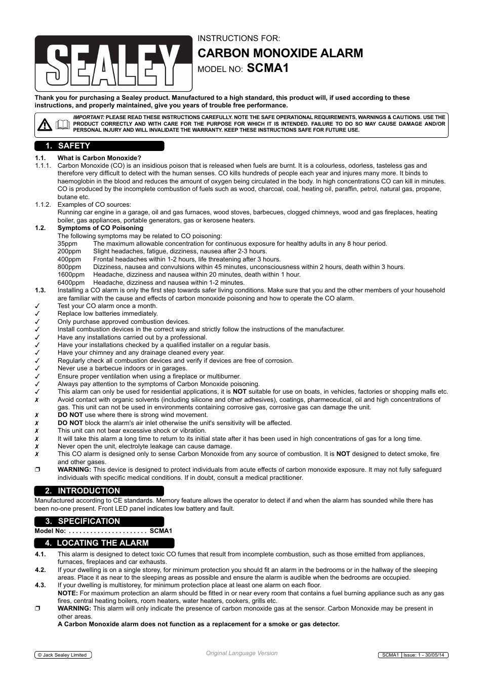 Sealey SCMA1 User Manual | 6 pages
