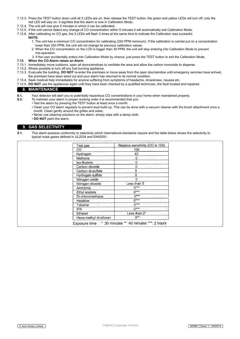 Maintenance 9. gas selectivity | Sealey SCMA1 User Manual | Page 5 / 6