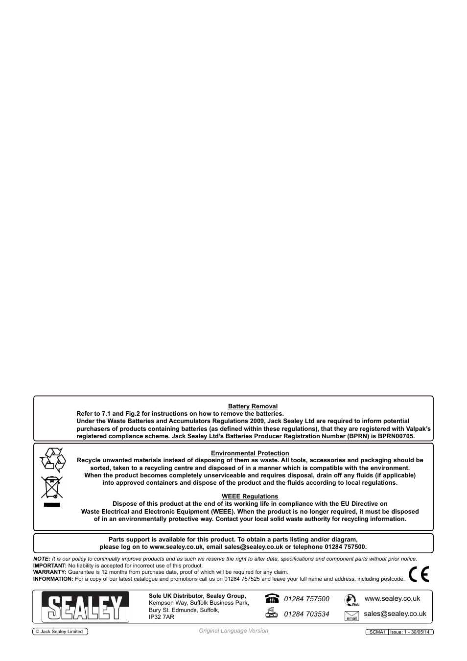 Sealey SCMA1 User Manual | Page 6 / 6