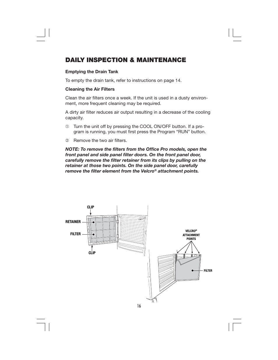 Daily inspection & maintenance | Denso OFFICE PRO 18 User Manual | Page 22 / 28