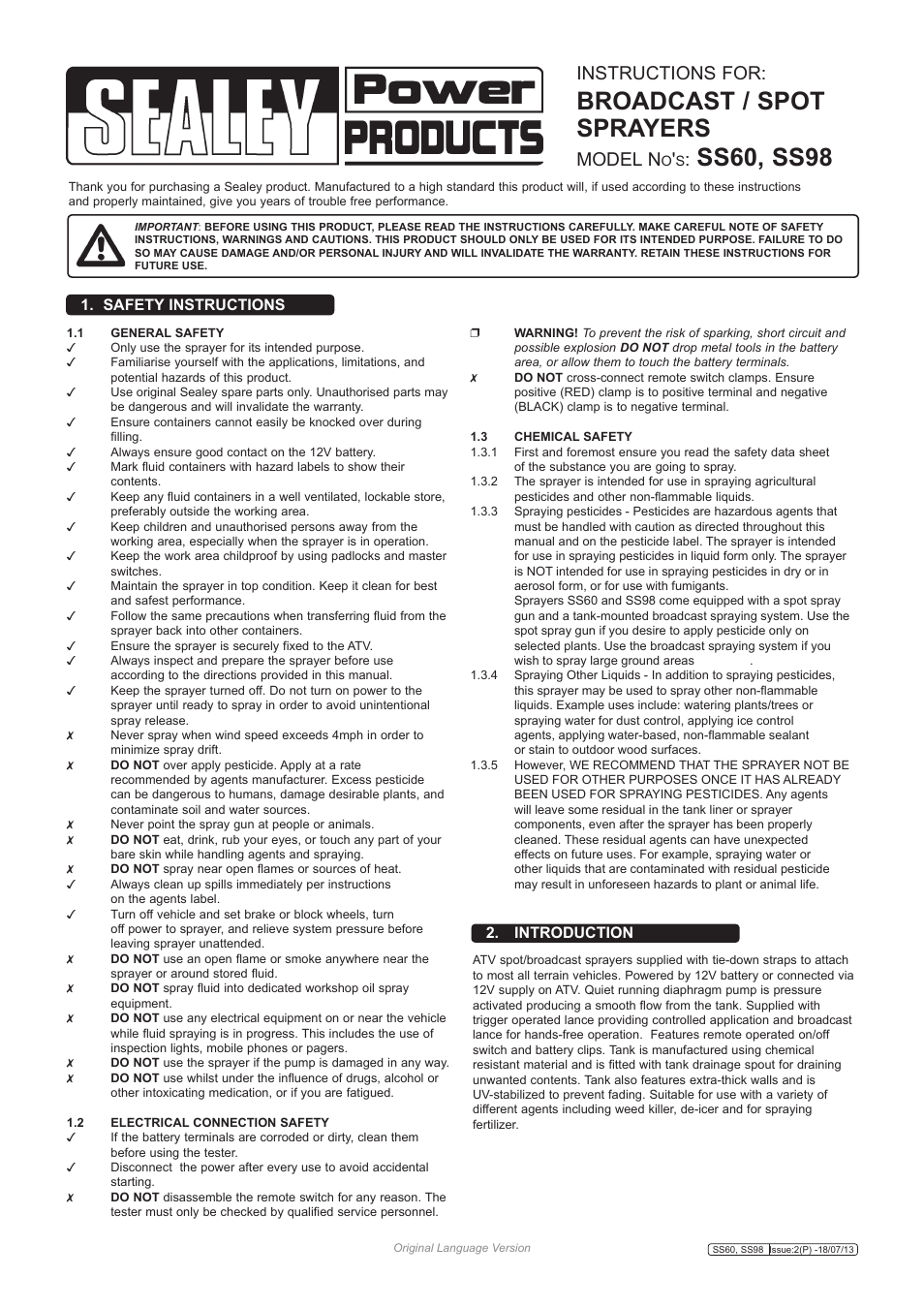 Sealey SS60 User Manual | 6 pages