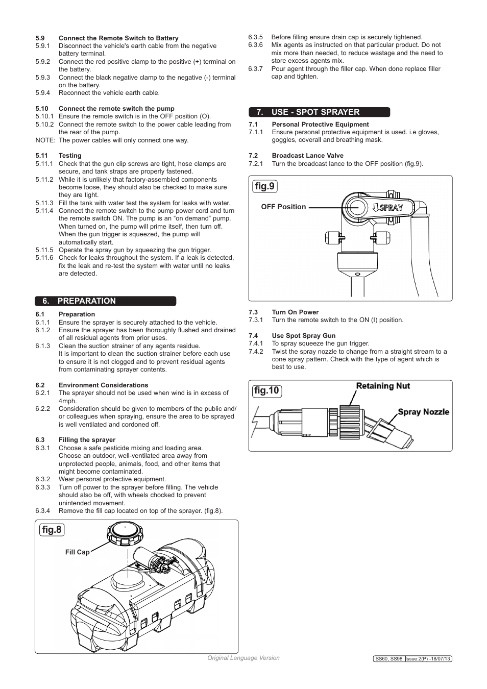 Fig.8, Fig.9 fig.10, Preparation | Use - spot sprayer | Sealey SS60 User Manual | Page 4 / 6