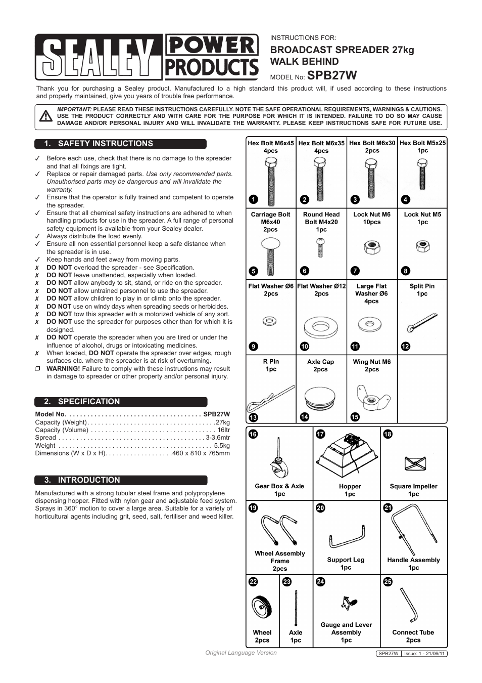 Sealey SPB27W User Manual | 4 pages