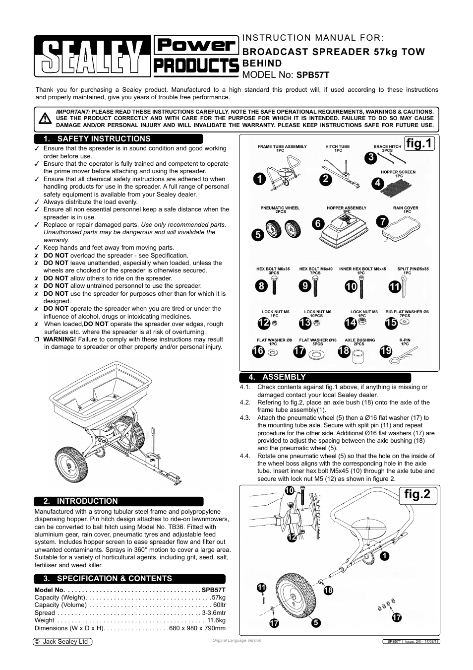 Sealey SPB57T User Manual | 4 pages