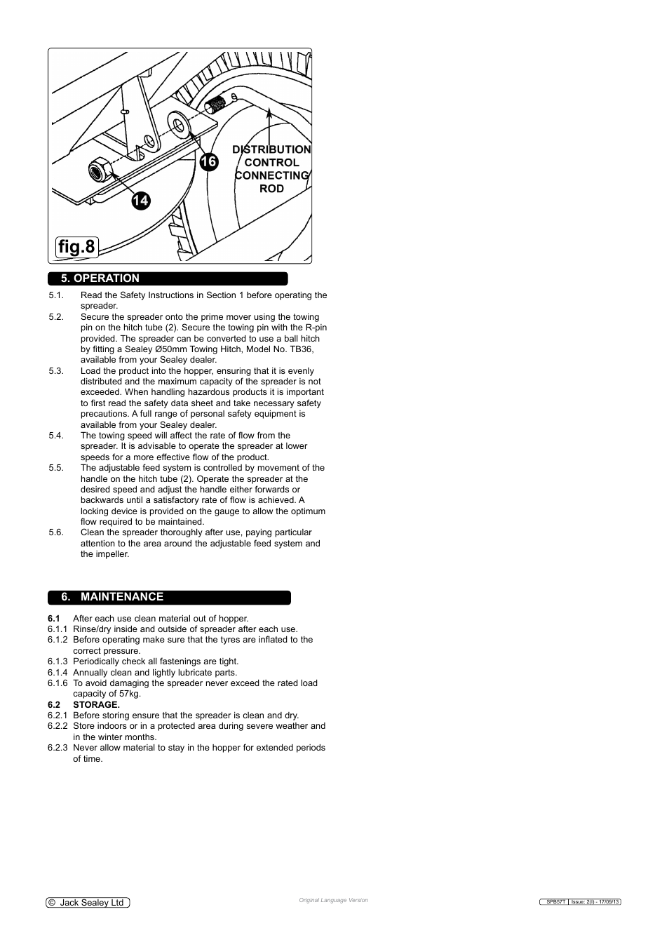 Fig.8, Operation, Maintenance | Sealey SPB57T User Manual | Page 3 / 4