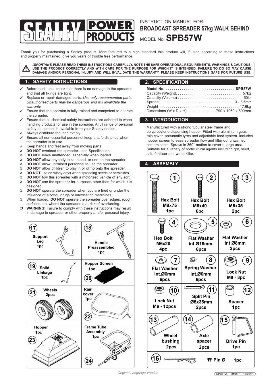 Sealey SPB57W User Manual | 5 pages
