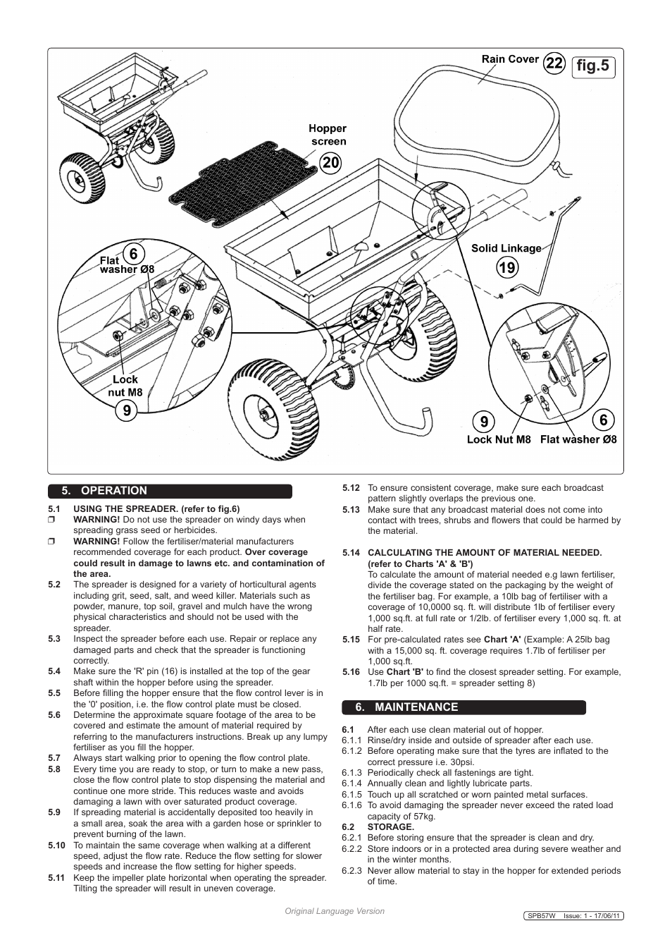Fig.5, Operation 6. maintenance | Sealey SPB57W User Manual | Page 4 / 5
