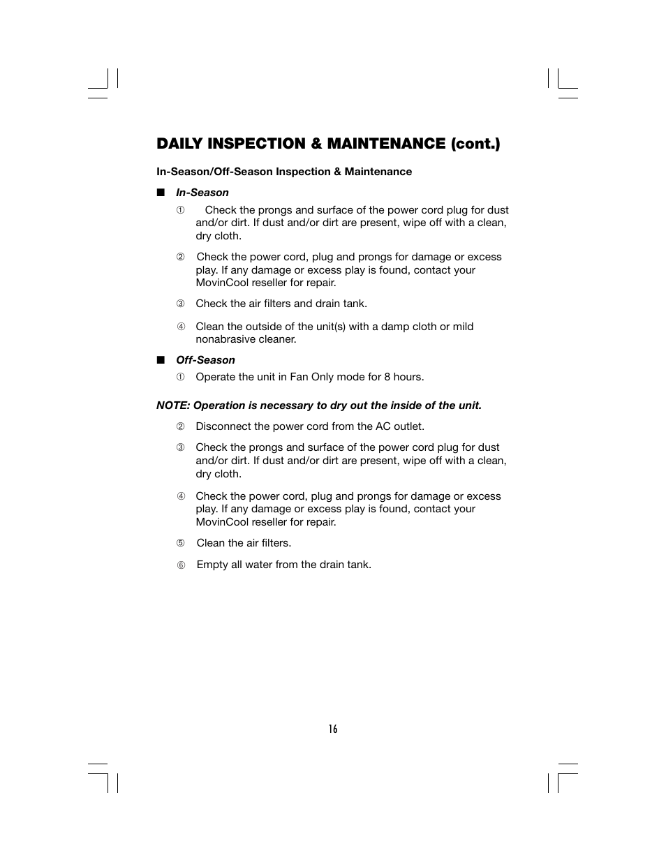 Daily inspection & maintenance (cont.) | Denso CLASSIC PLUS 14 User Manual | Page 22 / 26