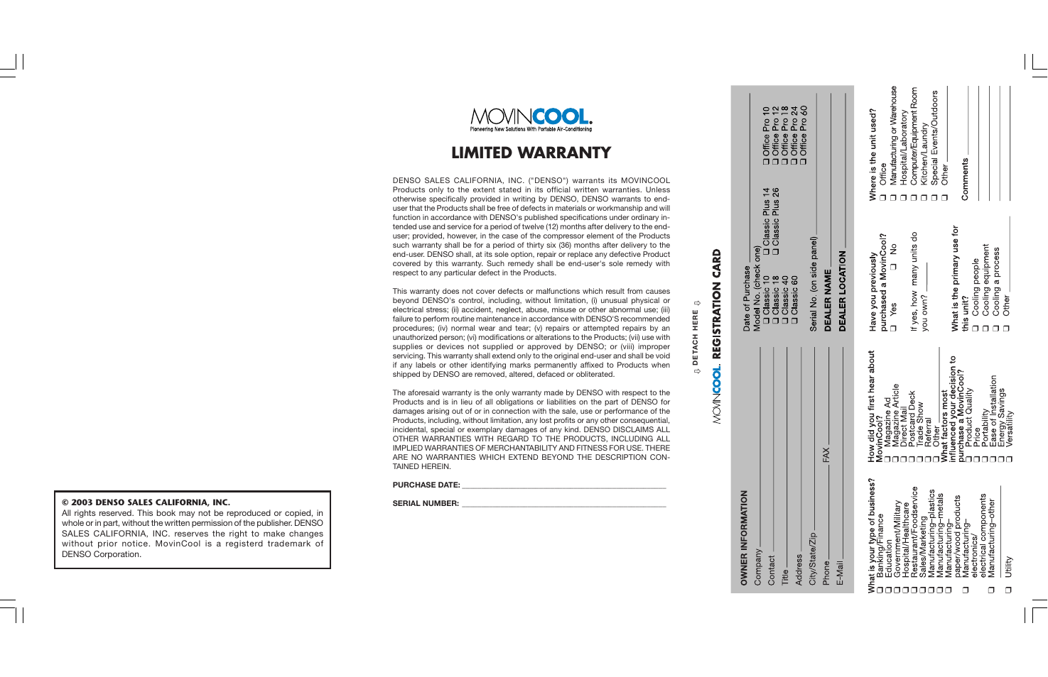 Limited warranty | Denso CLASSIC PLUS 14 User Manual | Page 25 / 26