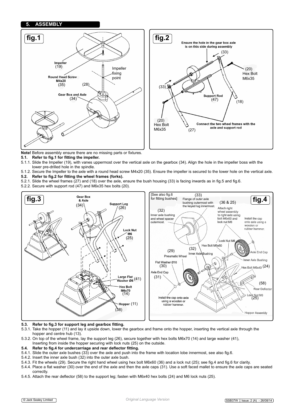 Fig.2 fig.3 fig.4 fig.4, Fig.1, Assembly | Sealey SSB37W User Manual | Page 4 / 7