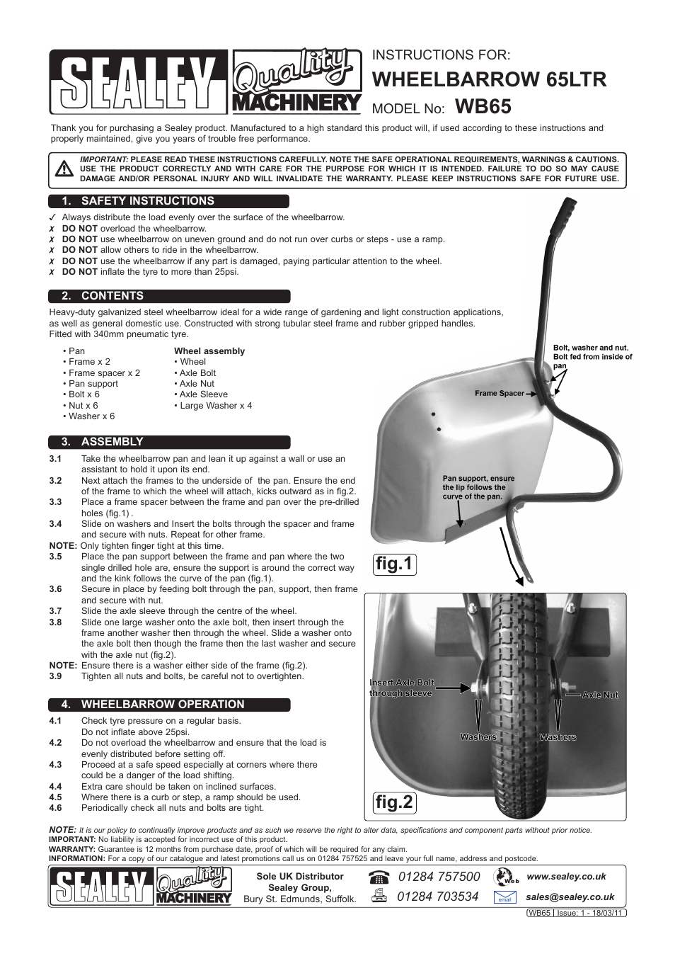 Sealey WB65 User Manual | 1 page