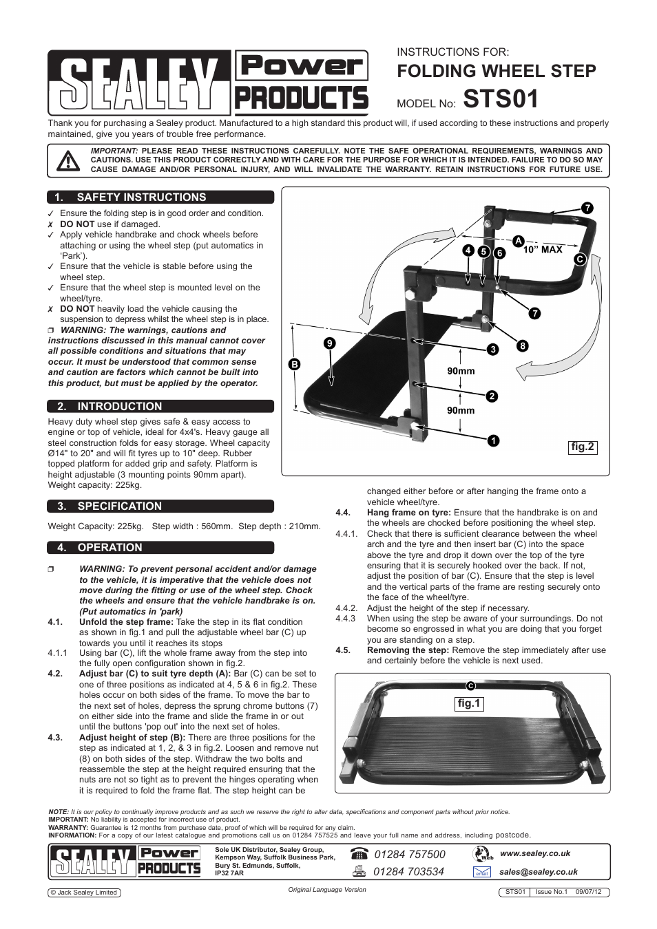 Sealey STS01 User Manual | 1 page