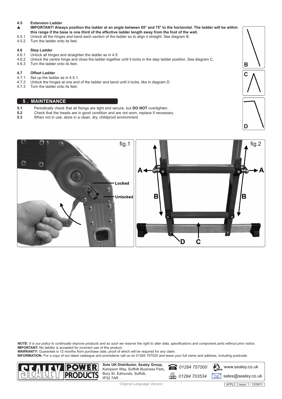 Fig.1 fig.2 b c d | Sealey AFPL2 User Manual | Page 2 / 2