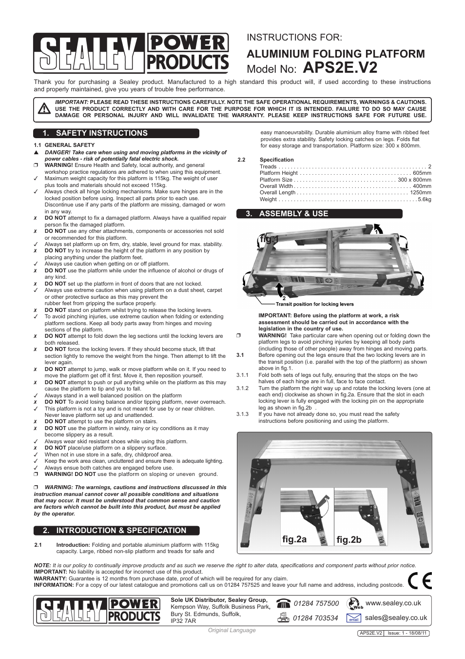 Sealey APS2E User Manual | 1 page