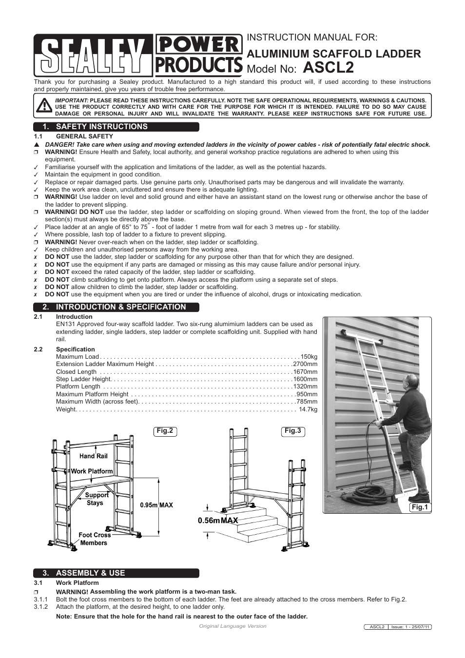 Sealey ASCL2 User Manual | 3 pages