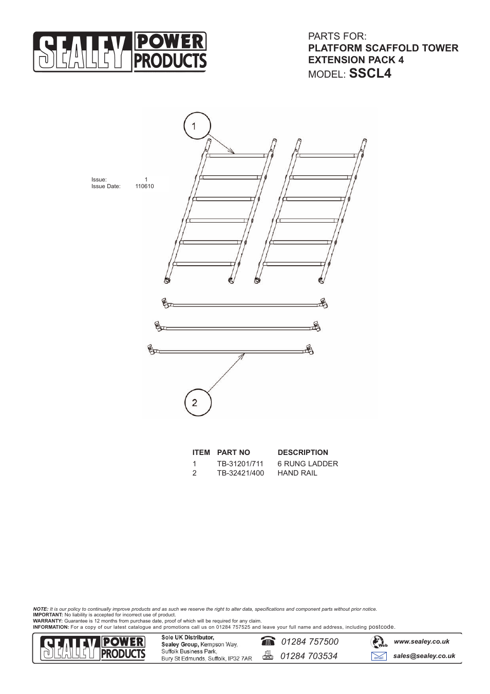 Sealey SSCL3 User Manual | Page 8 / 8